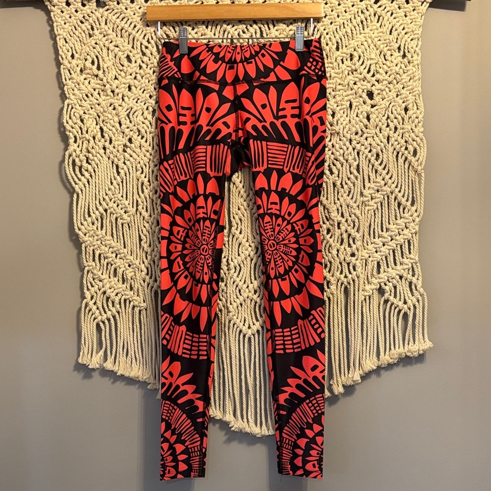 Mara Hoffman Red and Black Graphic Leggings